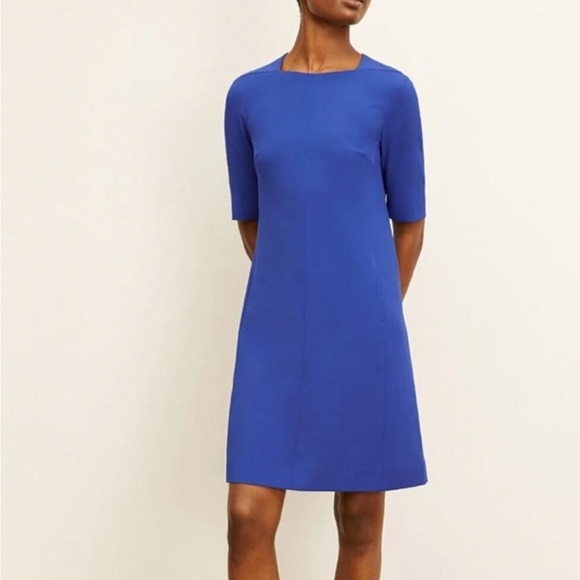 MM Lafleur Emily Dress Bright Indigo Blue + 1  20 Midi Square Neck Short Sleeve - Picture 3 of 12